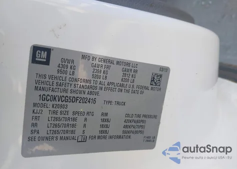 2013 Chevrolet Silverado 2500Hd Work Truck из США, поврежденный, VIN 1GC0KVCG5DF202416